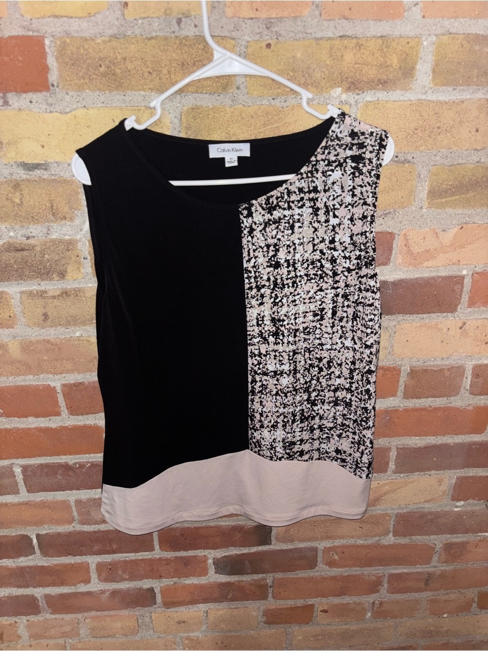 Calvin Klein Black and Blush Colorblock Sleeveless Tank
